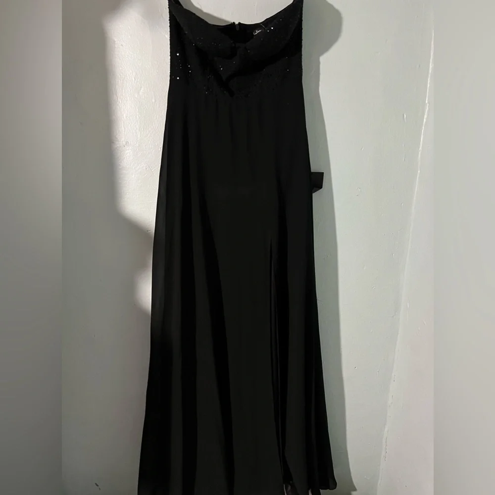 Lulu’s Black Rhinestone Floor Length Dress - Picture 7 of 7